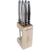 Lou Laguiole Tradition Grillknivar Med Knivblock 6-pack Mix - Knivset Rostfritt Stål Multi