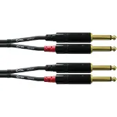 Cordial CFU 3 PP Audio Adapterkabel [2x Teleplugg 6.35 mm - 2x Teleplugg 6.35 mm] 3.00 m Svart