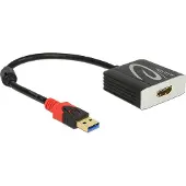 DeLOCK 62736 USB 3.0 / HDMI Adapterkabel [1x USB 3.2 Gen 1 A hona (USB 3.0) - 1x HDMI hona] Svart guldpläterad kontakt, med ferritkärna 20 cm