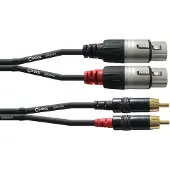 Cordial CFU 3 FC, 2 x RCA, Hanstik, 2 x XLR (3-pin), Hanstik, 3 m, Sort