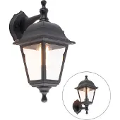 QAZQA Klassisk utomhusvägglampa svart IP44 - Capital