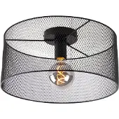 QAZQA Industriell taklampa svart - Drum Mesh