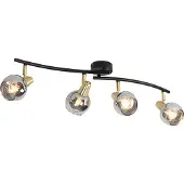 QAZQA Art Deco taklampa guld med rökglas 4-ljus - Vidro