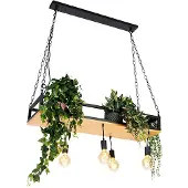 QAZQA Industriell pendellampa svart med trä 5-ljus - Shelf