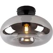 QAZQA Art Deco taklampa svart med rökglas - Busa