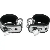 Rimba Handledsmanschetter i Läder och Metall med Hänglås - Silver - Silver