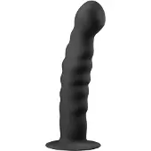 EasyToys - analdildo med sugkopp - ribbad - 14 cm - svart