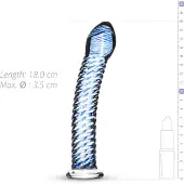 Huismerk Glass No. 5 - glasdildo spiral - transparent blå