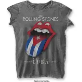 Ginza.se The Rolling Stones: Ladies Burnout T-Shirt/Havana Cuba (Charcoal Grey) (Medium)