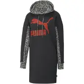 Puma x Mr Doodle Långärmad Pullover Svart Dam Hooded Jumper Klänning 598686 01