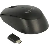 DeLOCK 12526 WiFi mus USB Optisk Svart 2 Knappar 1000 dpi