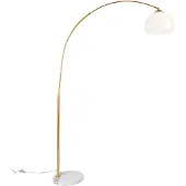 QAZQA Modern båglampa mässing med vit skärm - Arc Basic