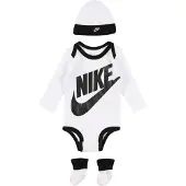 Nike Gåvoset - Tofflor/Mössa/Body l/ä - Futura - Vit m. Svart - - 0-6 mån - Body L/Ä