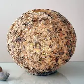 Holländer Bordslampa MUSCHELBALL, Creme / bärnsten, Vardagsrum / matsal, Syntetmaterial, Modern, Bordslampa