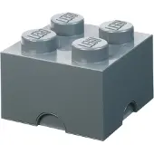 LEGO Förvaringslåda - 4 Knoppar - 25x25x18 - Mörkgrå - - One Size - Låda