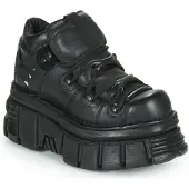 New rock 106N-S52 TOWER SHOES Metallic Svart Läder Biker Punk Gothic Boots