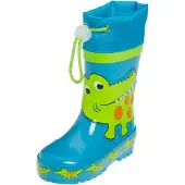 Playshoes Gummistövel 'Krokodil' blå / ljusgrön / mörkorange