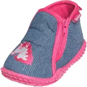 Playshoes Innesko 'Einhorn' blå denim / mörkrosa