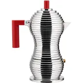 Alessi Pulcina Espressobryggare 3 koppar Aluminium/Röd