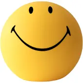 Mr Maria Golvlampa Smiley, dimbar, Gul / orange, Barnrum, Syntetmaterial, Golvlampa