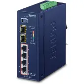 Planet IGS-624HPT - Switch - 4 x 10/100/1000 (PoE+) + 2 x Gigabit SFP - DIN-skenmonterbar, väggmonterbar - PoE+ (120 W) - Likström
