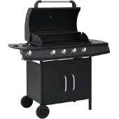 vidaXL Gasolgrill 4+1 kokzoner svart