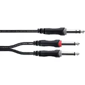 Cordial 14879 Teleplugg Audio Y-adapter [1x Teleplugg 6,3 mm (stereo) - 2x Teleplugg: 6,3 mm (mono)] 5 m Svart PVC-mantel, Tvillingkabel