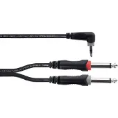 Cordial 14869 Teleplugg Audio Y-adapter [1x Teleplugg 3.5 mm - 2x Teleplugg: 6,3 mm (mono)] 5 m Svart PVC-mantel, Tvillingkabel