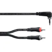 Cordial 14861 Teleplugg / RCA Audio Y-adapter [1x Teleplugg 3.5 mm - 2x RCA-hane] 5 m Svart PVC-mantel, Tvillingkabel