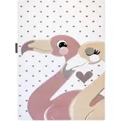 Rugsx Matta PETIT FLAMINGOS flamingor, hjärtan grädde 80x150 cm