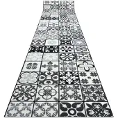 Rugsx Löpare anti-halk AZULEJO PATCHWORK, LISBONPLATTER grå / svart 80x170 cm