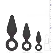 EasyToys - analpluggsset med ring - 3 delar - svart
