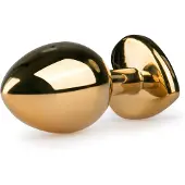 EasyToys - analplugg metall med rosa sten - guld 3 cm