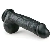 Easytoys Dildo Collection - dildo med sugpropp och pung - svart 22,5 cm