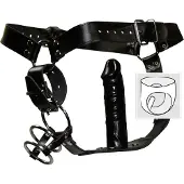 Zado - läderstring med dildo och 3 penisringar