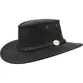 Barmah Hats Läderhatt Foldaway Bronco-oxläder Svart XL Unisex sort
