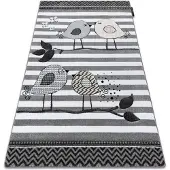 Rugsx Matta PETIT BIRDS fåglar grå 180x270 cm