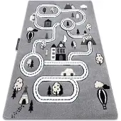 Rugsx Matta PETIT TOWN stad, gator grå 80x150 cm