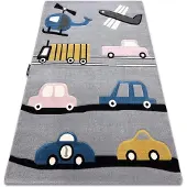 Rugsx Matta PETIT TOYS bilars grå 200x290 cm