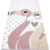 Rugsx Matta PETIT FLAMINGOS flamingor, hjärtan grädde 180x270 cm