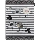Rugsx Matta PETIT BIRDS fåglar grå 160x220 cm
