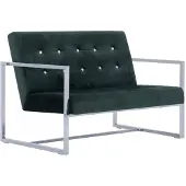 vidaXL 2-sits soffa med armstöd Mörkgrön krom och sammet