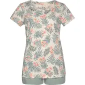 LASCANA Kort pyjamas kräm / rökblå / lax