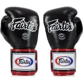 Super Merchant Fairtex äkta läder boxningshandskar BGV5 Svart 10oz