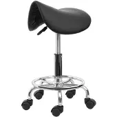24hShop Sadelstol på hjul – höjdjusterbar ergonomisk kontorsstol med snurrfunktion