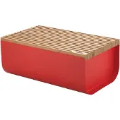 Alessi BG03 R Mattina brödkasett, stål, bambuträ, röd, one size