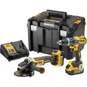 DeWalt Verktygspaket DCK2080P2T-QW (DCD796 + DCG405); 18 V; 2x5,0 Ah batt.