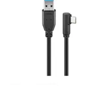 Pro USB-C-kabel med vinkel 3m - USB-C/USB-A - Svart