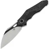 Bestech Nogard - Blackwash + Satin - Black Red Marble CF fällkniv, svart