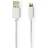 Nedis Lightning Kabel | USB 2.0 | Apple Lightning, 8-stifts | USB-A Hane | 480 Mbps | Guldplaterad | 2.00 m | Rund | PVC | Grå / Vit | Låda